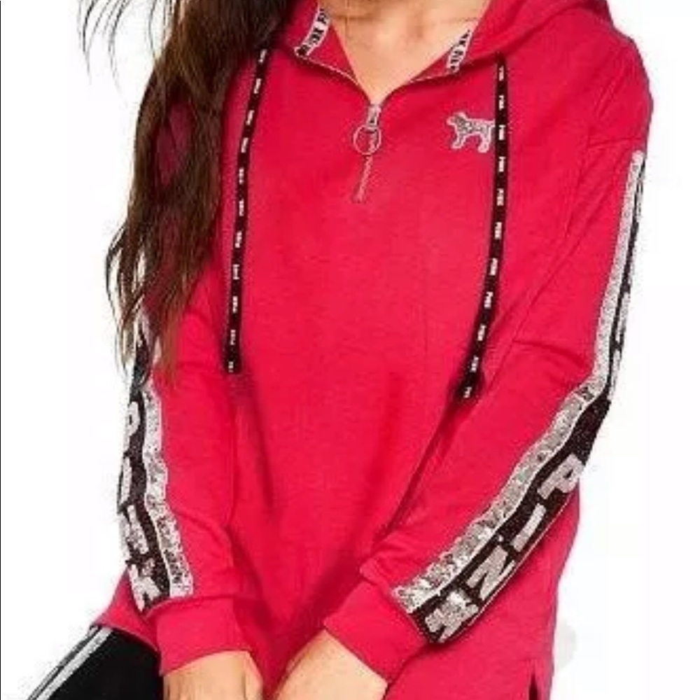 VS PINK BLING SEQUIN PERFECT TUNIC HOODIE PULLOVER
